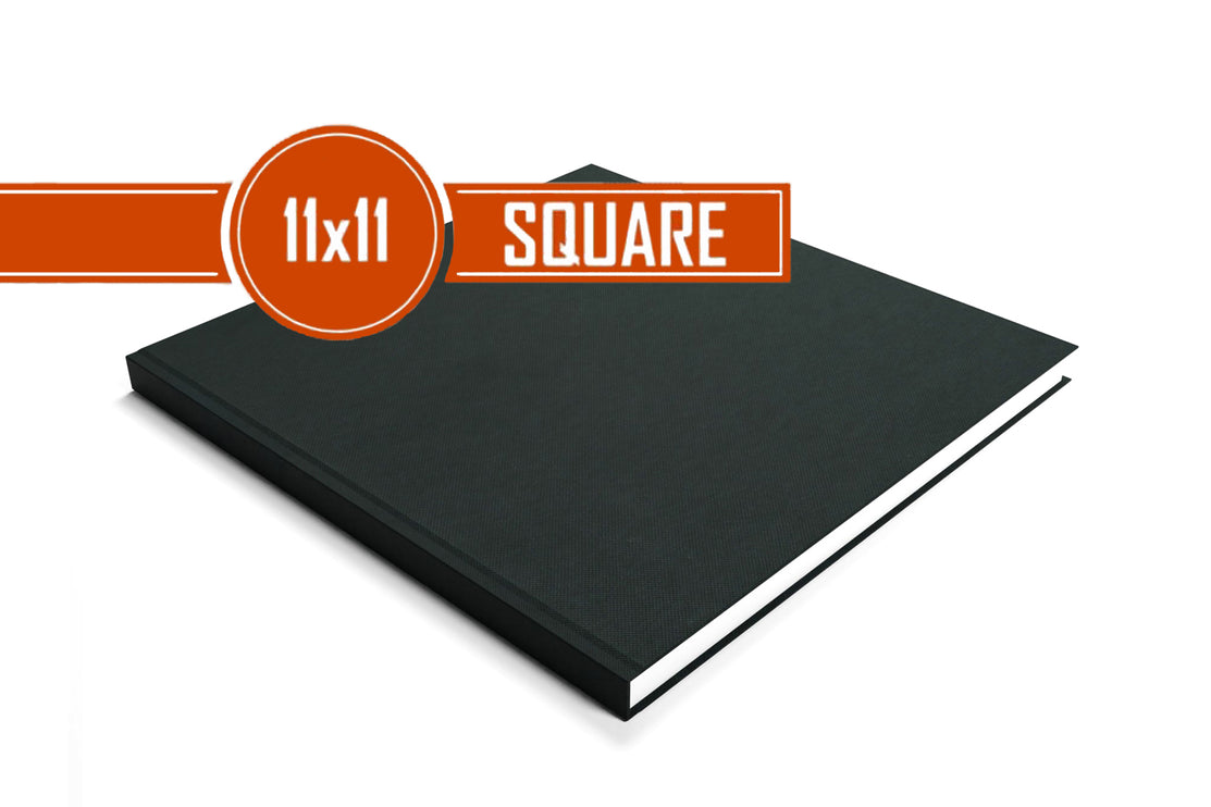 11 x 11 Square Sketchbook | 140gsm White Cartridge, 92 Pages | Casebound Black Cover